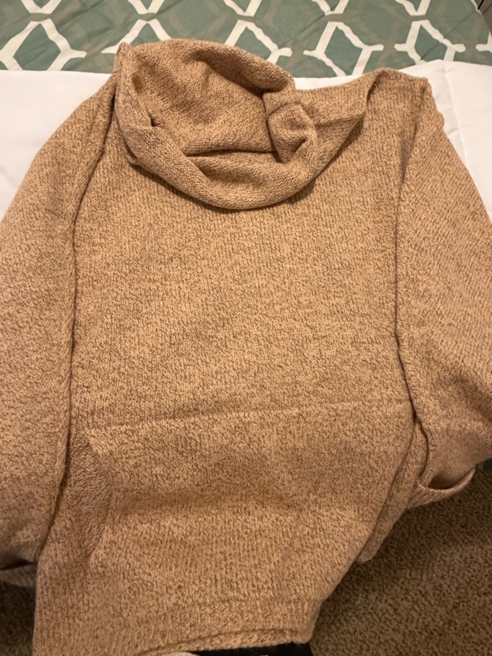 Cozy Women's Cowl Neck Sweater - Camel